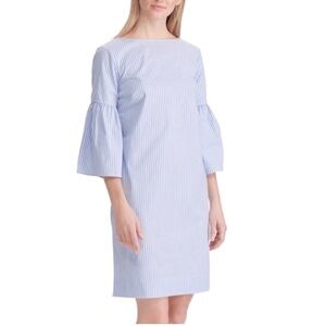 Chaps Striped Bell Sleeve Dress Size L